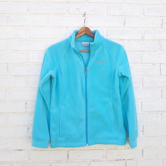 Columbia Fleece Jacket Full Zip Aqua Large - Picture 1 of 5